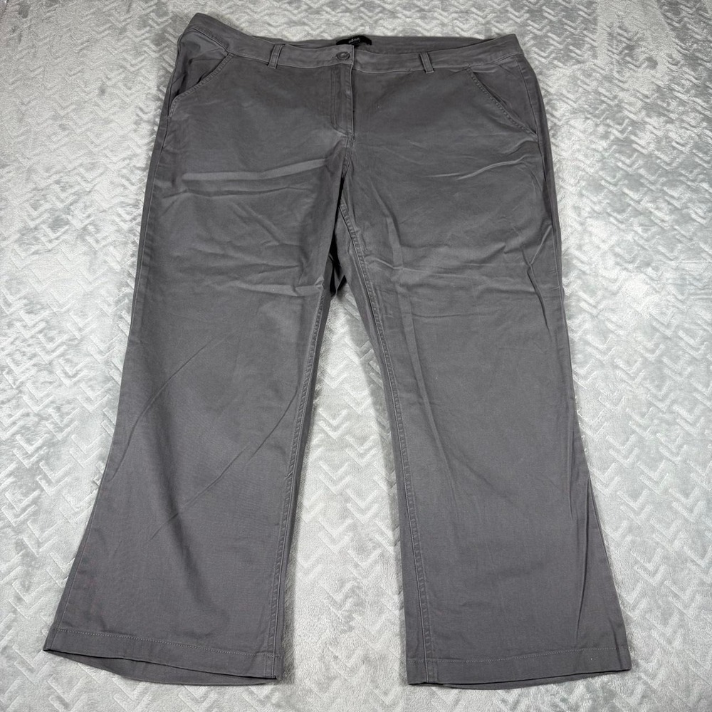 New Ellos Plus Size Mid Rise Stretch‎ Chino Crop Pants Gray Size 20 (24" Inseam)